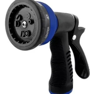 PISTOLA RIEGO METALICA PVC REGULABLE (9 FUNCIONES) inc. acople Resistentes Derrames