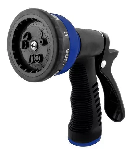 PISTOLA RIEGO METALICA PVC REGULABLE (9 FUNCIONES) inc. acople Resistentes Derrames