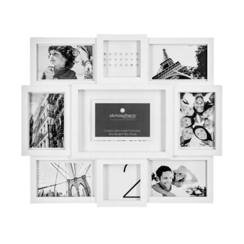 Portafotos de pared Atmosphera 9 marcos blanco 42,5x48,5x3 cm