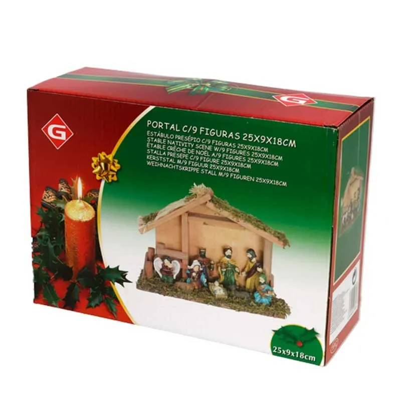 Portal de Belén con 9 piezas 18x25x9 cm para Dispositivos de Alto Consumo