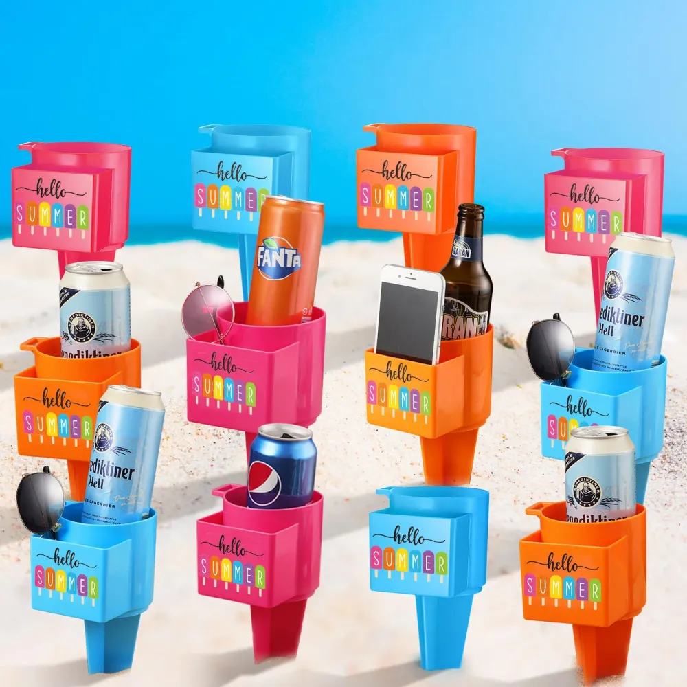 Portavasos de playa con bolsillo, portavasos de arena para playa, multifuncional, 9 Uds para Juguetes