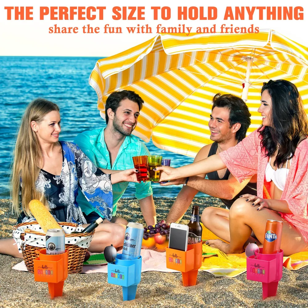 Portavasos de playa con bolsillo, portavasos de arena para playa, multifuncional, 9 Uds para Juguetes