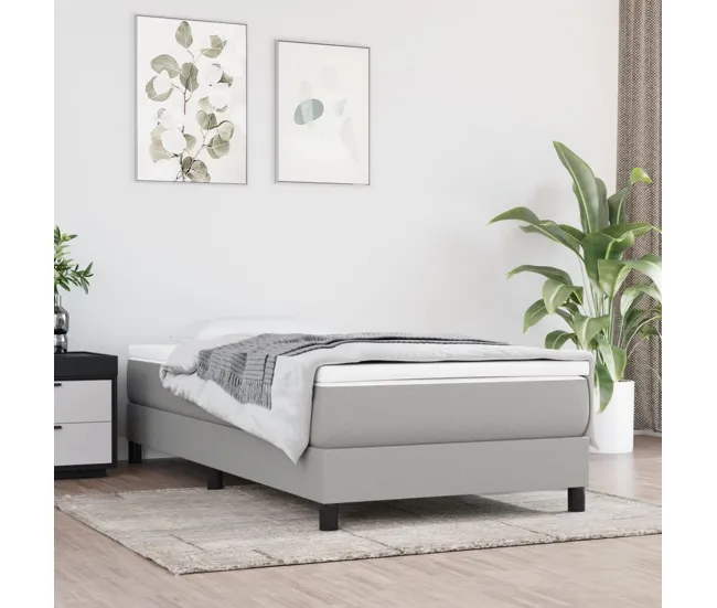 Recargables Premium Cama individual - Cama simple - Estructura de cama sin colchón tela gris definido 90x190 cm