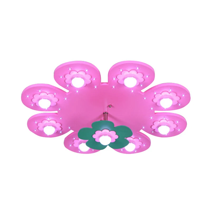Recargables Premium Lampada da soffitto filo fiore 9 luci Lampada da soffitto legno per bambini per camera da letto della...