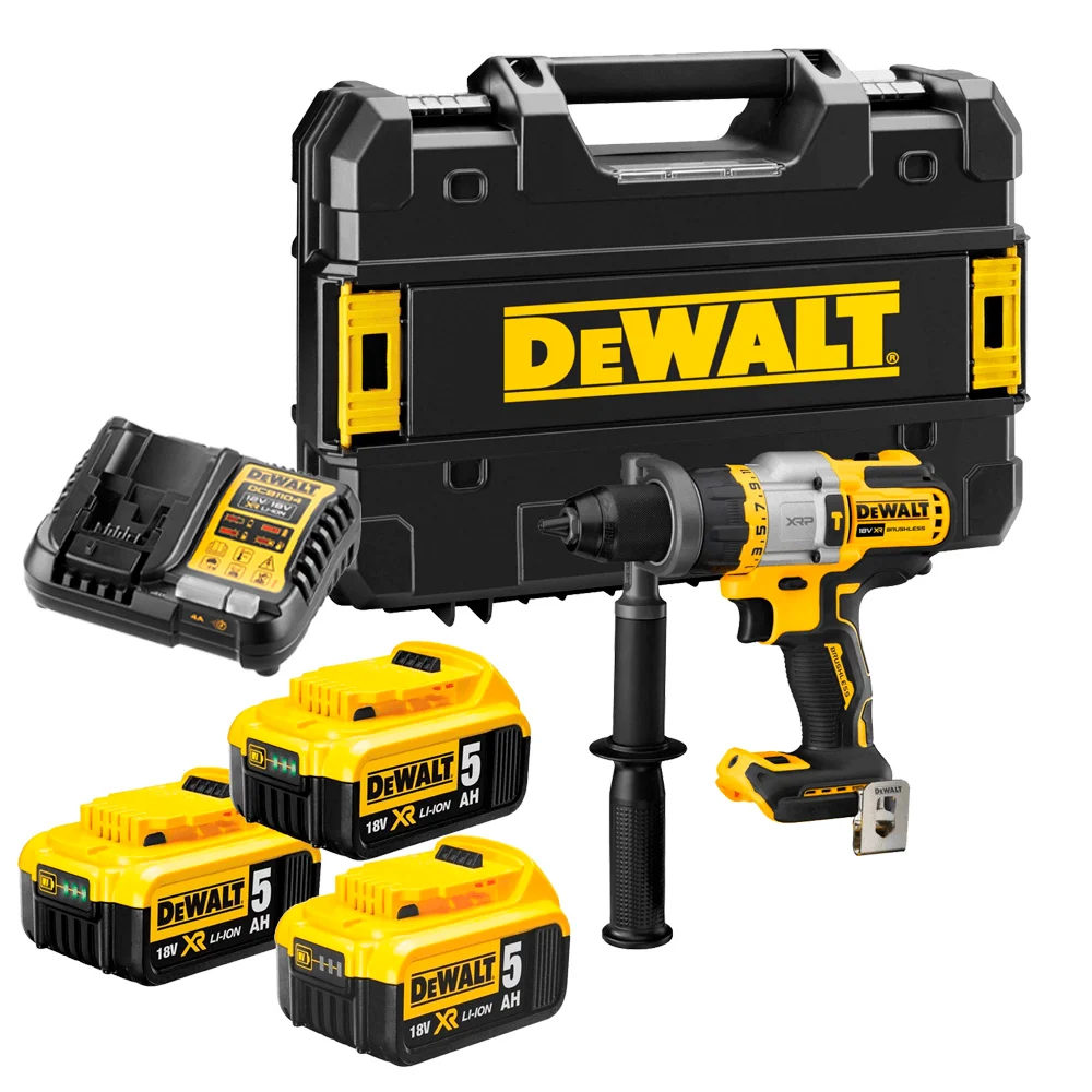 Recargables Premium Taladro Percutor sin escobillas 18V 95Nm con 3 baterías 5Ah y maletín Dewalt DCD999P3