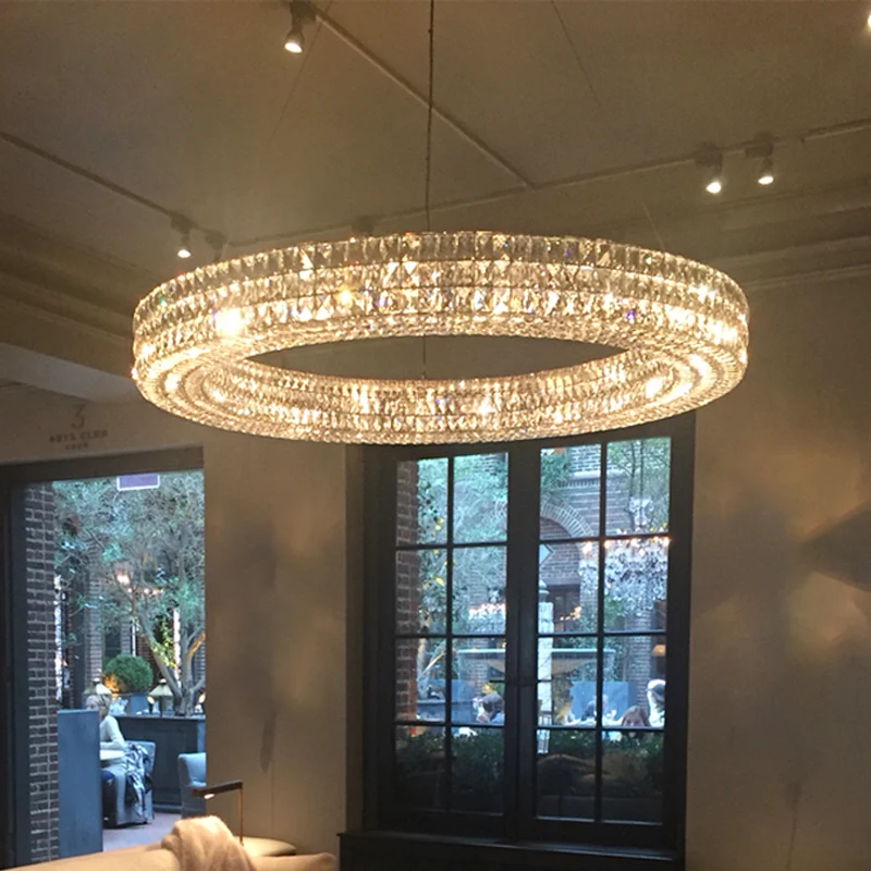 Ring Diáfano K9 Kristallen Plafond Hanglamp Eenvoudig 8/9 Hoofden Woonkamer Kroonluchter Licht