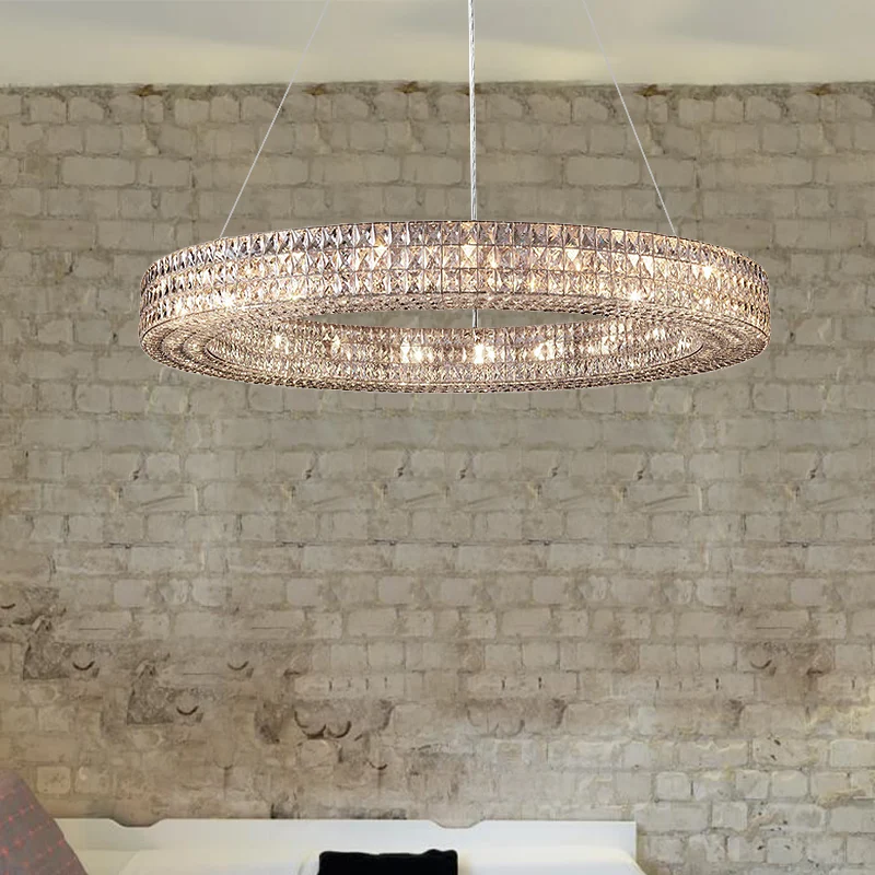 Ring Diáfano K9 Kristallen Plafond Hanglamp Eenvoudig 8/9 Hoofden Woonkamer Kroonluchter Licht
