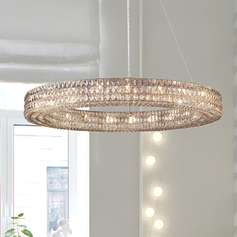 Ring Diáfano K9 Kristallen Plafond Hanglamp Eenvoudig 8/9 Hoofden Woonkamer Kroonluchter Licht
