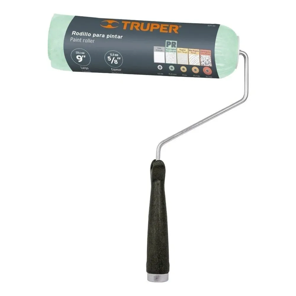 RODILLO PINTAR 9" X 5/8 SUPERFICIES POCO RUGOSAS "TRUPER" Listas para Usar