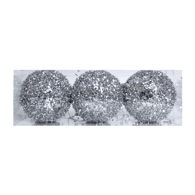 Set de 3 bolas navideñas plateadas - 9979-33 Listas para Usar