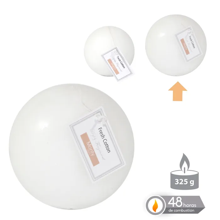 Vela bola perfumada blanco fresco cotton 9 cm