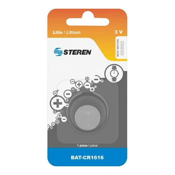 PILA DE LITIO TIPO BOTÓN CR-1616 STEREN BAT-CR1616 AA - 24 Unidades