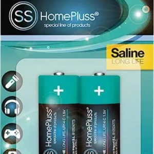 PILA SALINA HOMEPLUSS R14(C) BL(2) - PACK 6 UNIDADES con Cargador Incluido