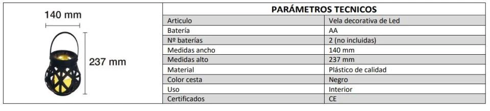 VELA DECORATIVA PILAS de Baja Autodescarga