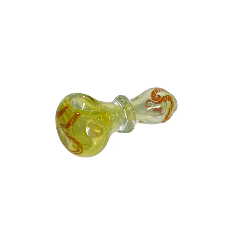 Pipa vidrio Spoon Amarilla y Lineas Naranja 48 Kit de Mantenimiento