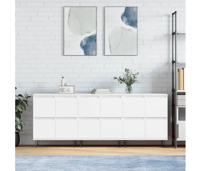 Aroma Premium vidaXL Aparadores 3 uds madera contrachapada blanco