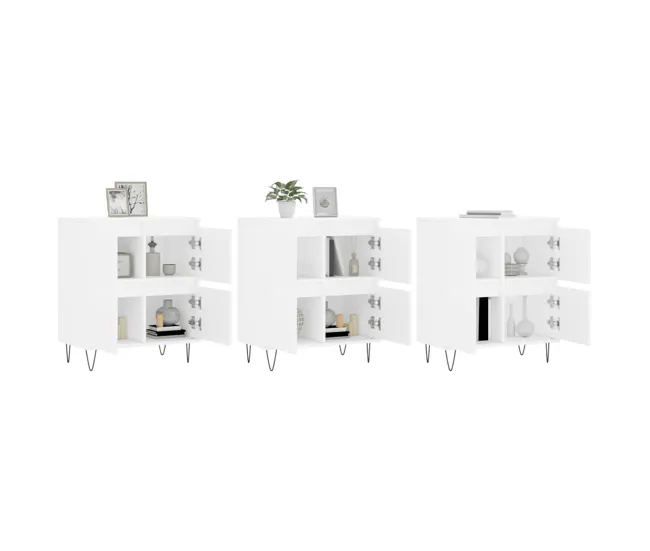 Aroma Premium vidaXL Aparadores 3 uds madera contrachapada blanco