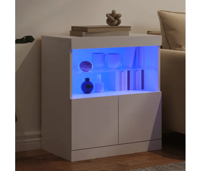 Barra de Incienso vidaXL Aparador con luces LED roble ahumado 60x37x67 cm