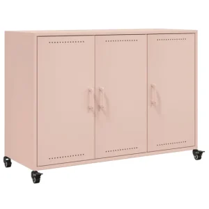 Natural y Ecológico vidaXL Aparador de acero rosa 100,5x39x72 cm