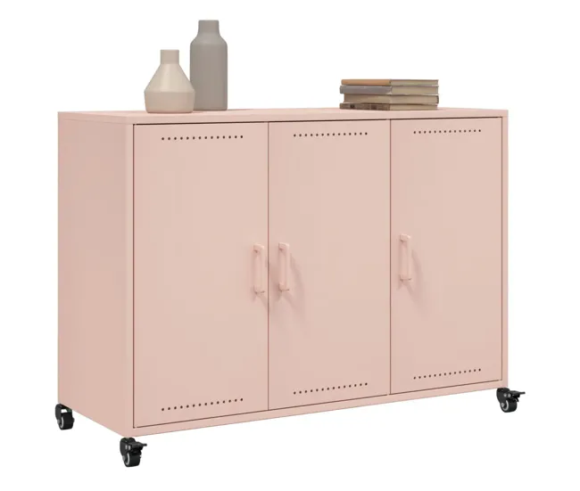 Natural y Ecológico vidaXL Aparador de acero rosa 100,5x39x72 cm