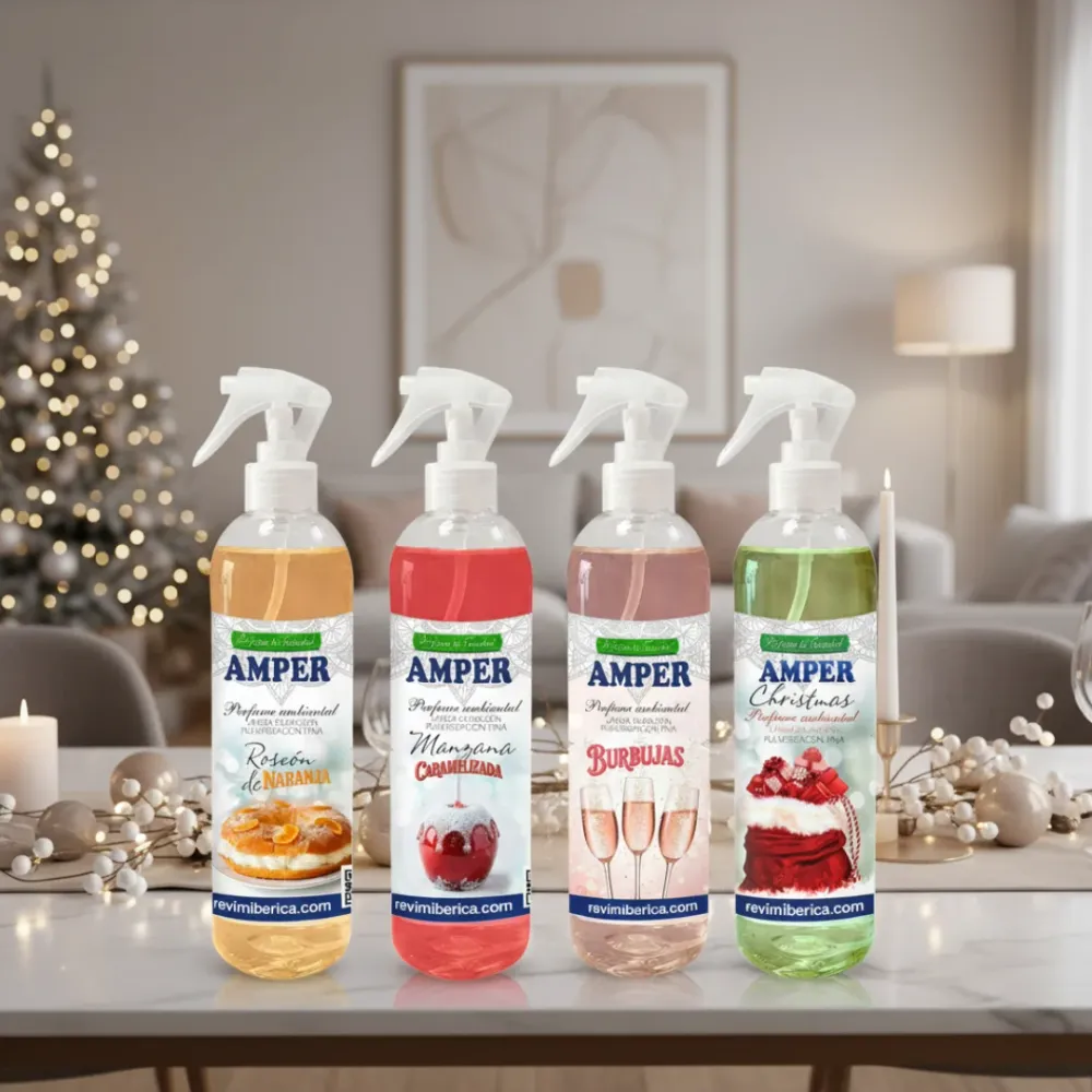 Pack ambientadores NAVIDAD – 4 aromas festivos edición limitada AMPER con Difusor Incluido