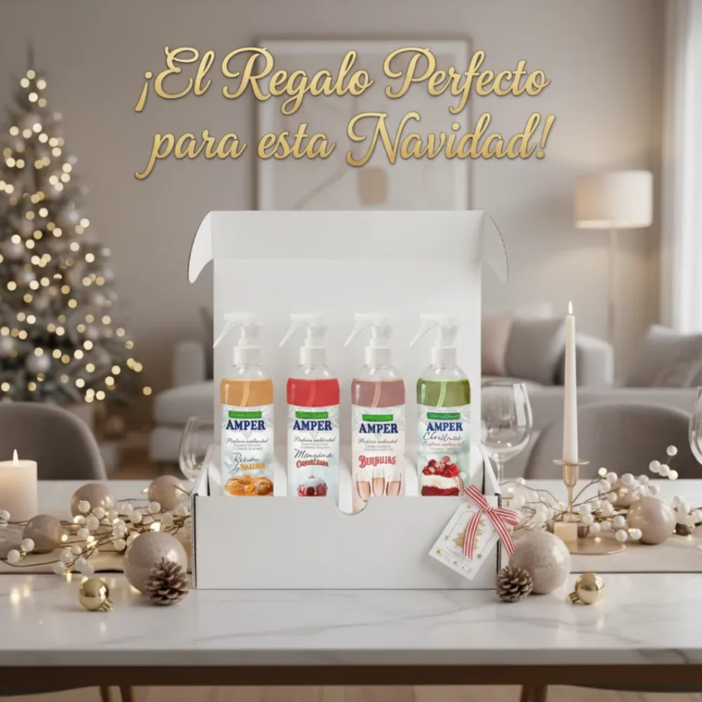 Pack ambientadores NAVIDAD – 4 aromas festivos edición limitada AMPER con Difusor Incluido