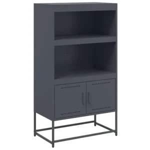 vidaXL Aparador de acero gris antracita 68,5x38,5x123,5 cm con Varillas de Rattan