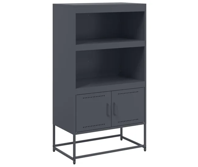 vidaXL Aparador de acero gris antracita 68,5x38,5x123,5 cm con Varillas de Rattan