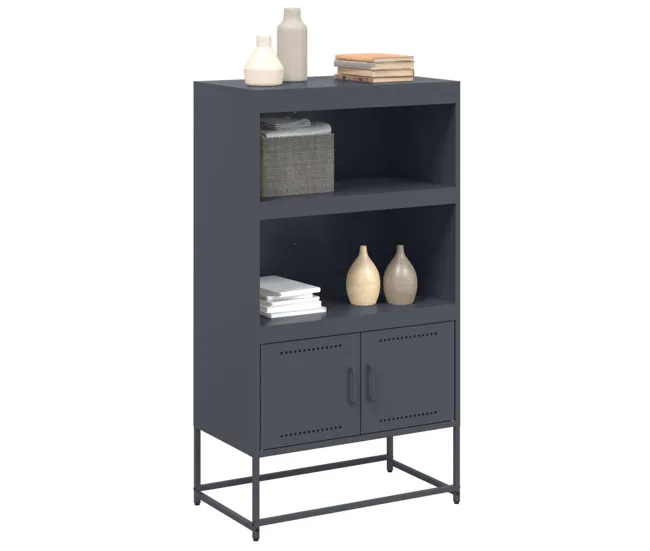 vidaXL Aparador de acero gris antracita 68,5x38,5x123,5 cm con Varillas de Rattan