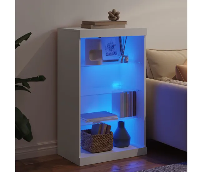 vidaXL Aparador con luces LED gris hormigón 60,5x37x100 cm