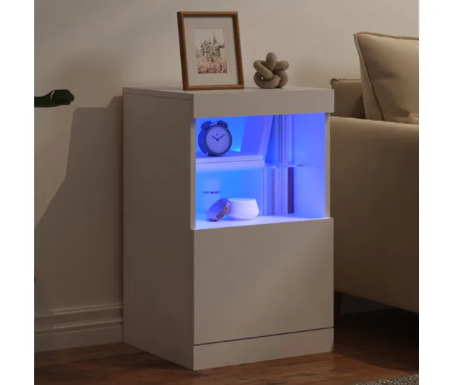vidaXL Aparador con luces LED roble ahumado 41x37x67 cm con Tecnologí de Nebulización