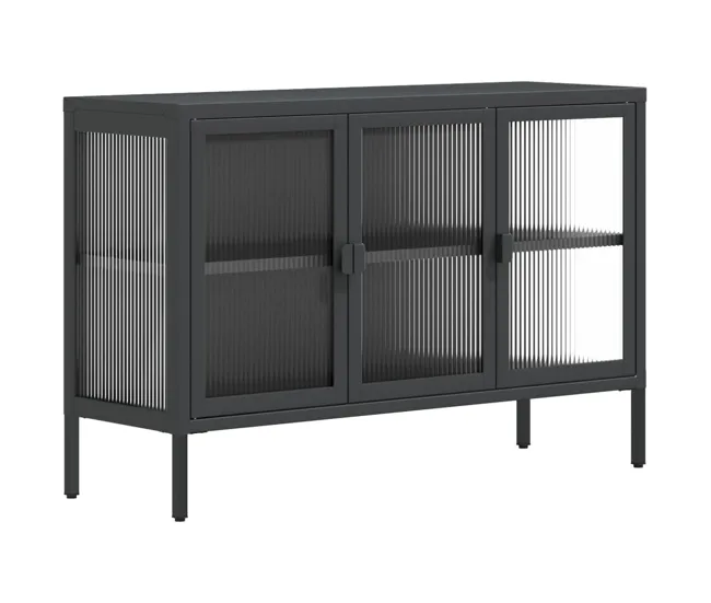 vidaXL Aparador de vidrio y acero negro 105x35x70 cm de Soja Natural