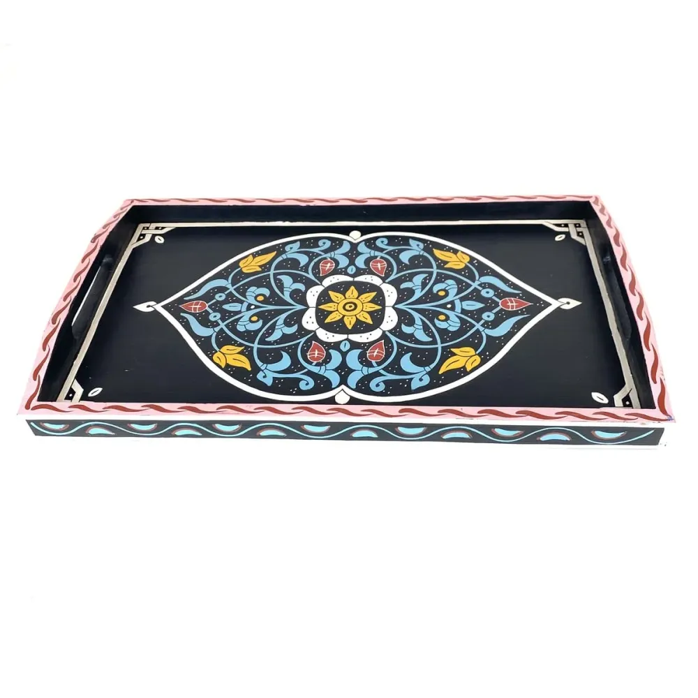 Bandeja de Té Marroquí Negra 47x28