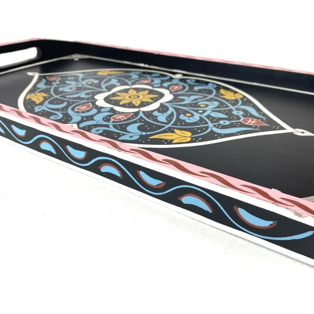Bandeja de Té Marroquí Negra 47x28