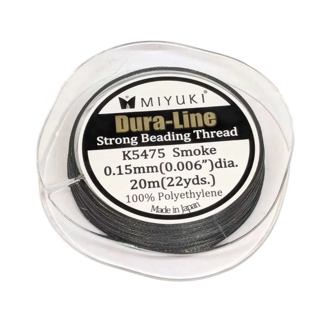 Bobina 20 metros hilo Dura-Line Smoke 0,15mm 100% MIYUKI con Pinzas