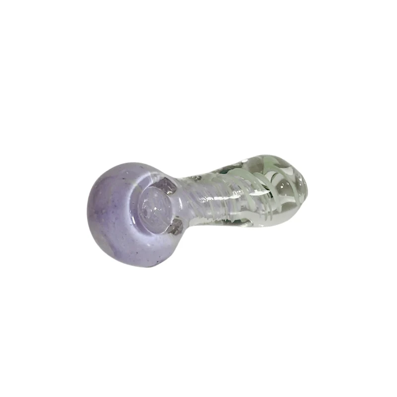 Clásico Pipa vidrio Spoon Morada y Espiral 45