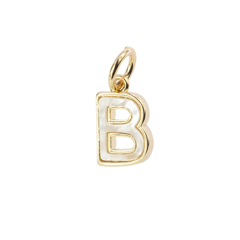 Dije Chapa con Madre Perla Letra B 10x7mm Dorado