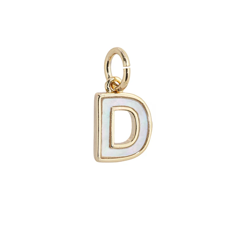Dije Chapa con Madre Perla Letra D 10x7mm Dorado