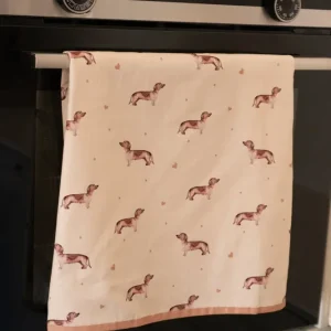 Paño De Cocina De Algodón Con Diseño De Teckel en Acero Pulido
