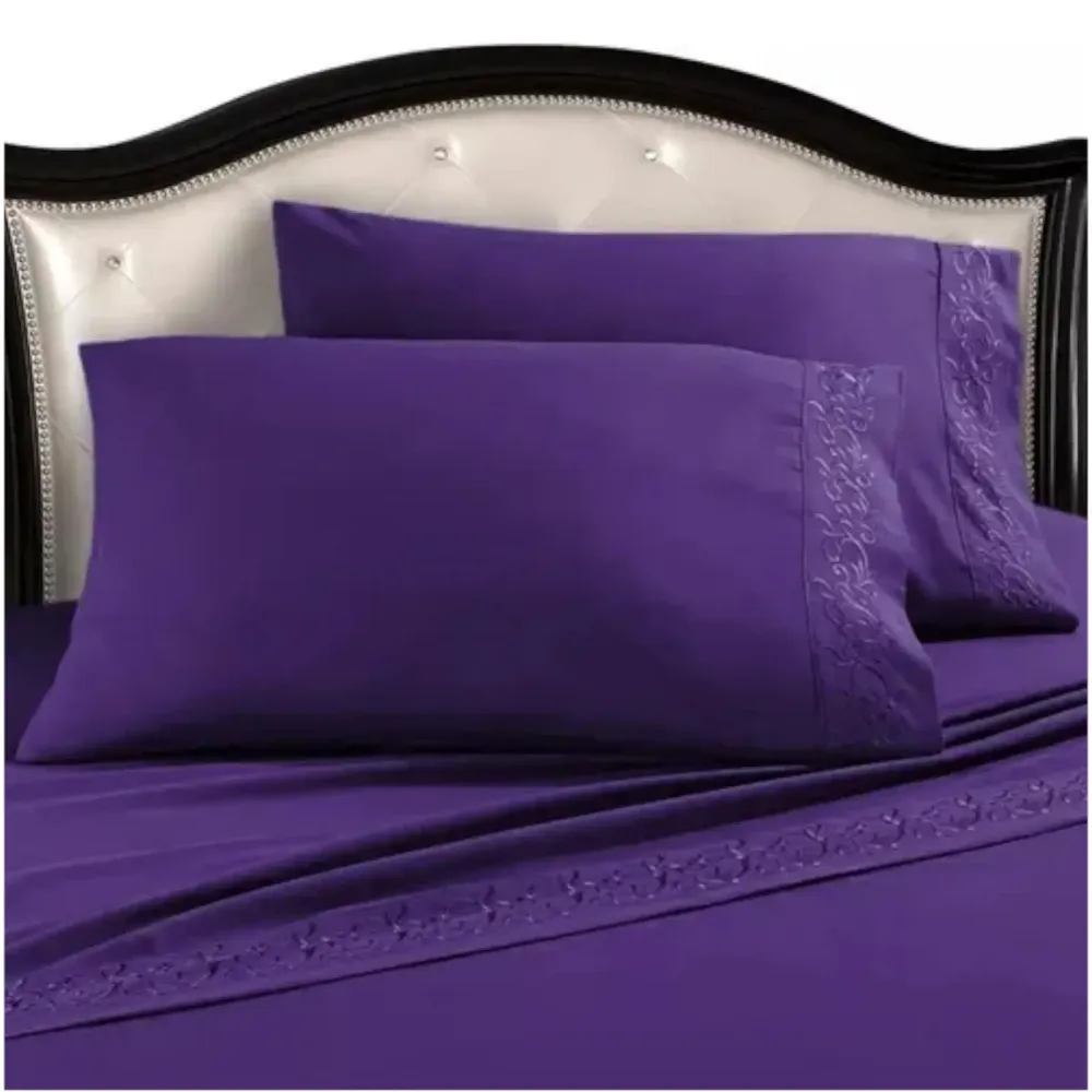 Sabanas matrimoniales 2500 hilos con bordado morado