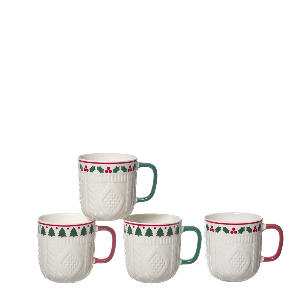 TAZA PORCELANA NAVIDAD ROJA 340ML