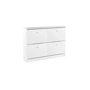 Zapatero Tabac de madera con diseño exclusivo y funcional blanco de 80x110x23 cm