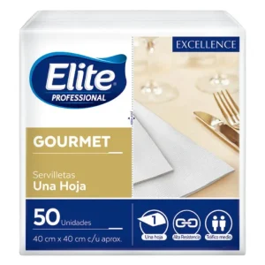 Elite Servilleta Gourmet Blanca Una Hoja 50 unid