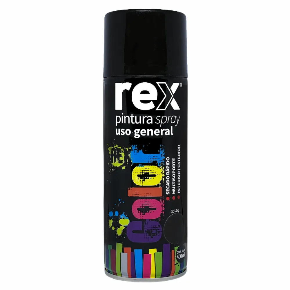 Pintura Spray Uso General Negro Resplandeciente 400 ML