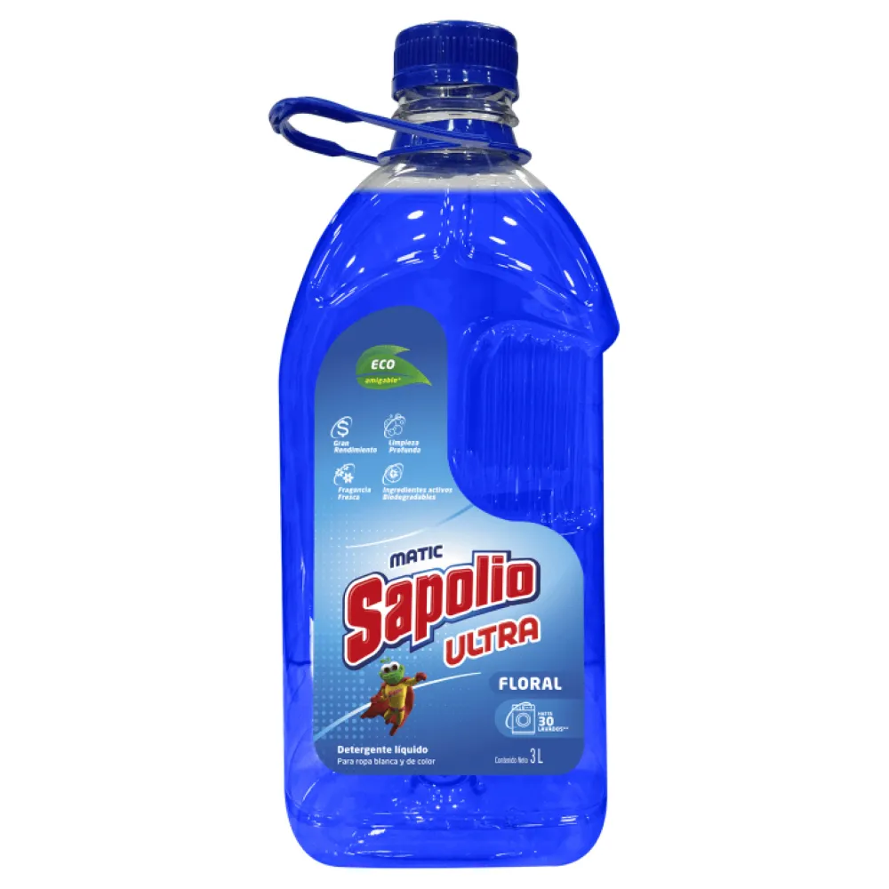 Sapolio Detergente Líquido Ultra Floral 3 Litros con Protector UV