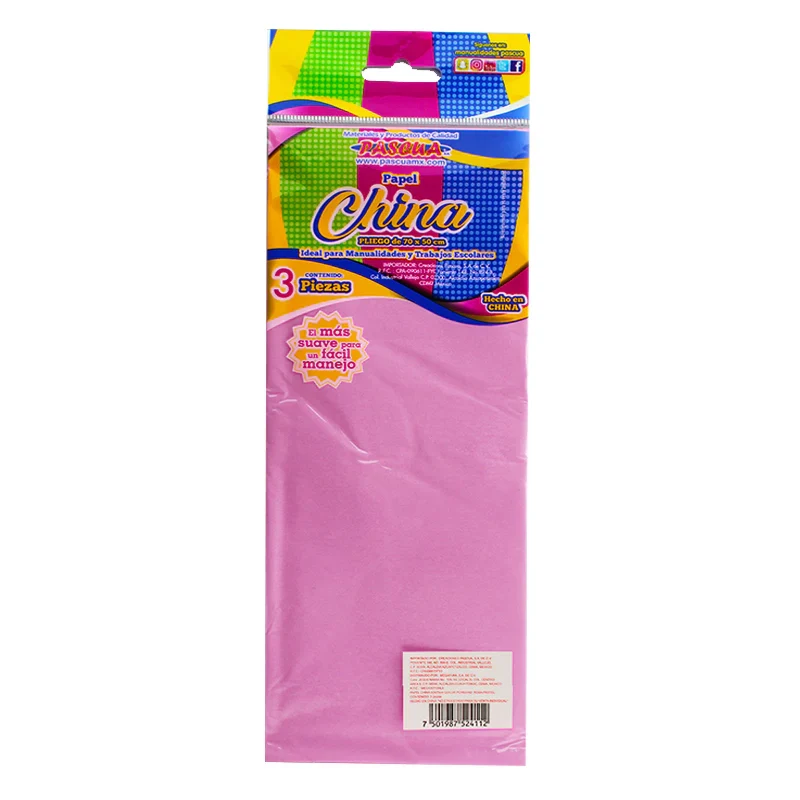 PAPEL CHINA NORMAL ROSA 3 PZ MNK