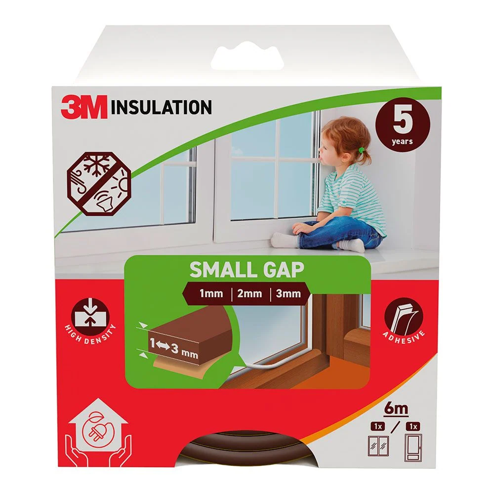 BURLETE DE AISLAMIENTO CLÁSICO PARA HUECOS PEQUEÑOS DE 1 - 3 mm, MARRÓN, 6 m 3M