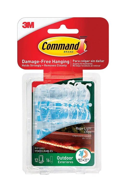 Clips de luz de plástico pequeños Command de 3M, 1,33 pulgadas de largo, paquete de 12 - Oferta de la semana