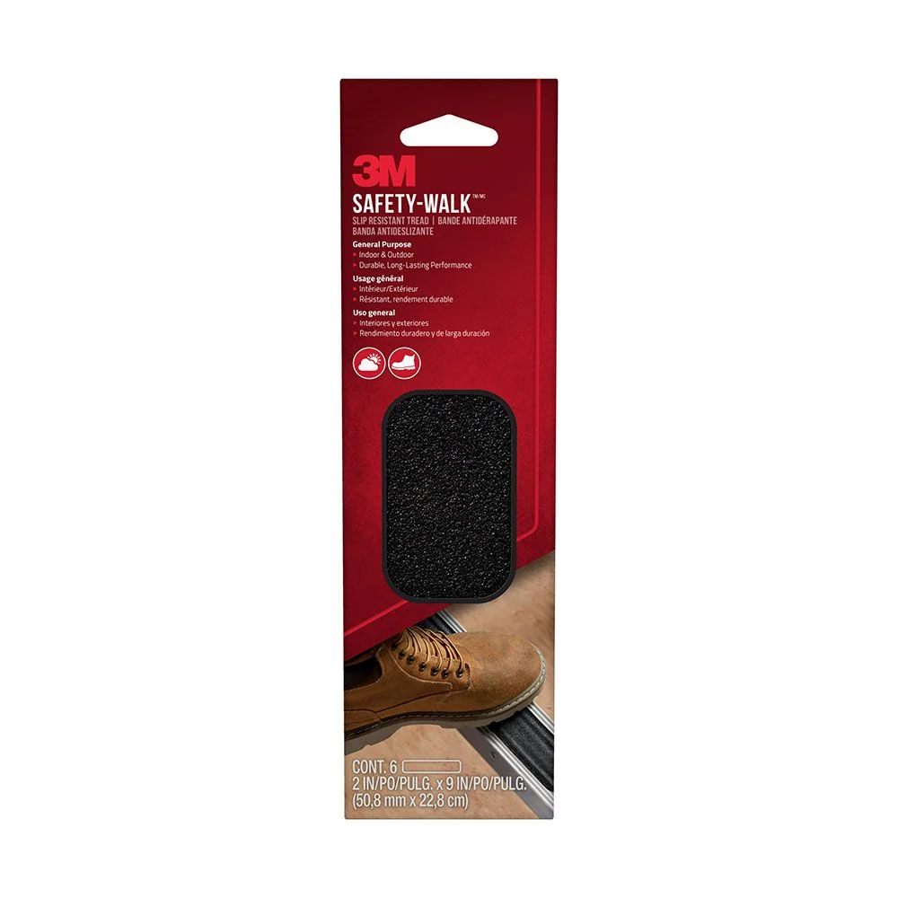 TIRAS ANTIDESLIZANTE PARA EXTERIOR NEGRA 50 mm x 22,8 cm, 6 uds 3M