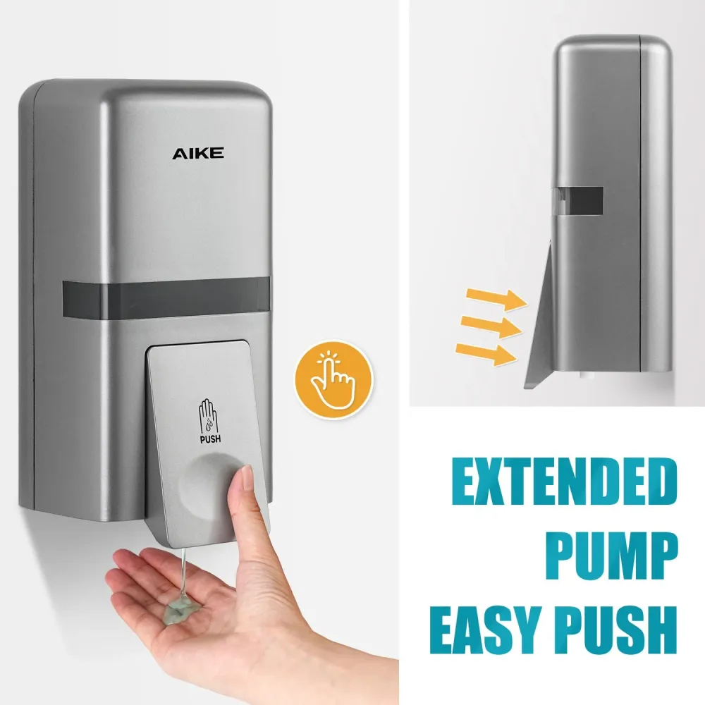 AIKE Dispensador de jabón de acero inoxidable de 37 onzas líquidas con bomba de latón antifugas, AK1003 Silver